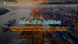 Container cargo ship for export freight from Jebel Ali to Pakistan
