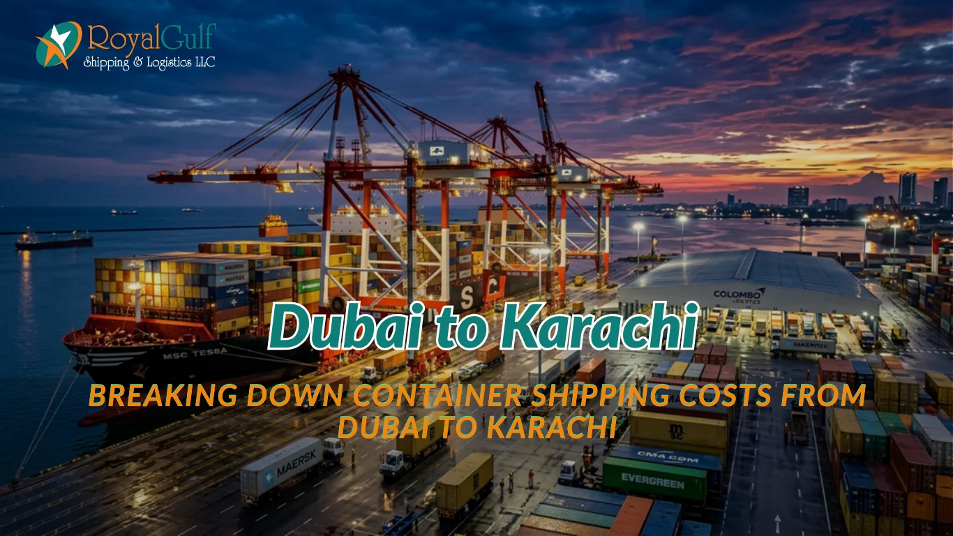 Port of Colombo container transshipment terminal with ultra-large container vessels berthed at sunset